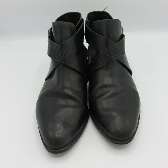 Tibi New York 37 FR 7 US Gail Cutout Black Leather Ankle Booties Boots Strappy - Picture 2 of 10